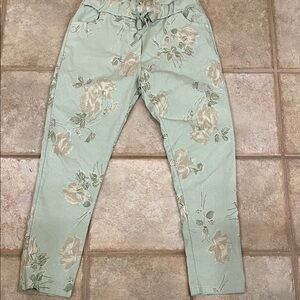 Marisima brand Floral Straight Leg Women's Pants from Italy.  One size